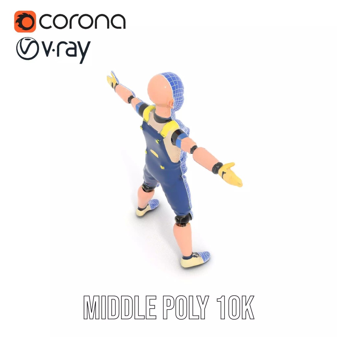 Dapper Crash Test Dummy 3D Model – Low Poly Rigged Character for Animation - View 29