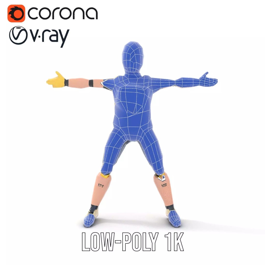 Dapper Crash Test Dummy 3D Model – Low Poly Rigged Character for Animation - View 30