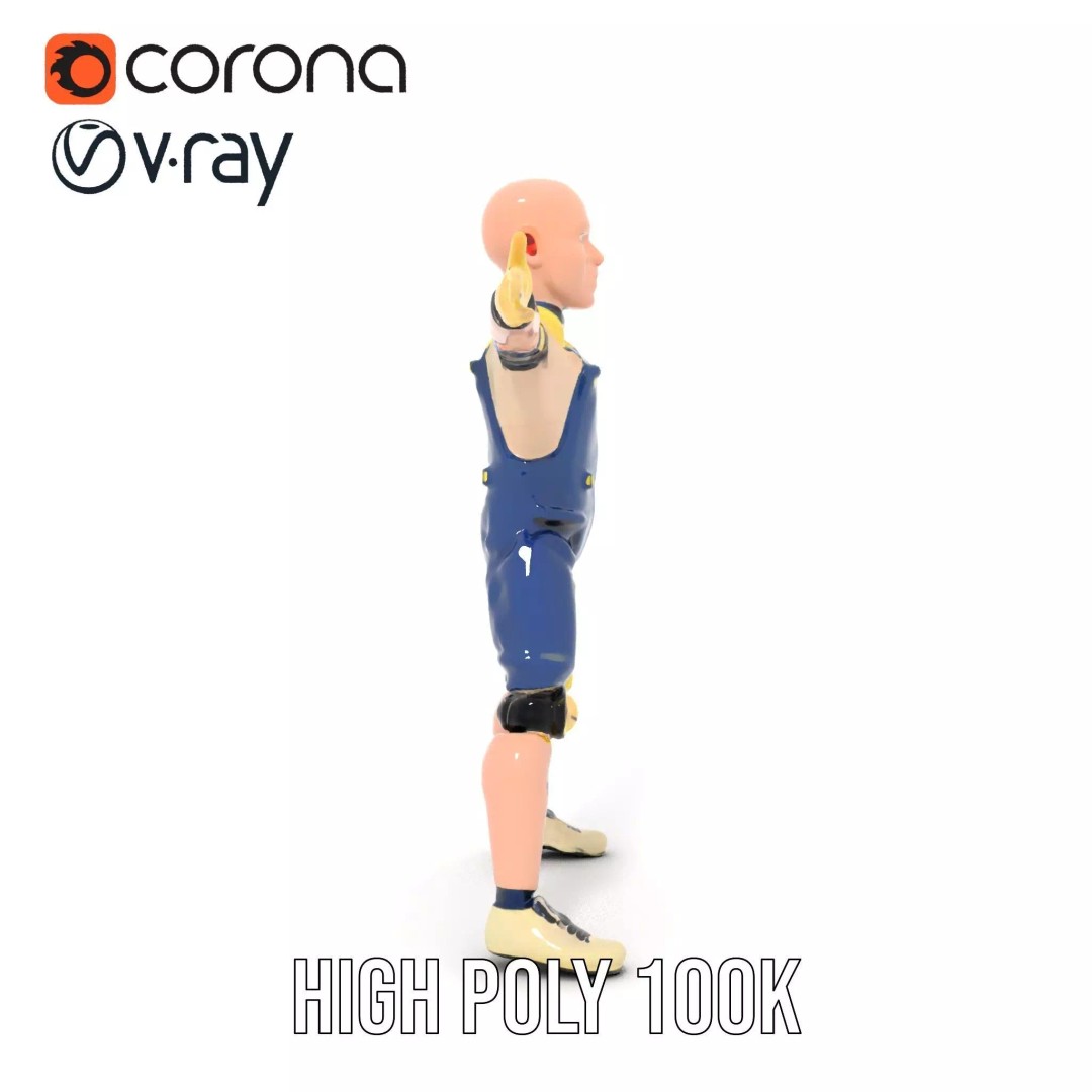 Dapper Crash Test Dummy 3D Model – Low Poly Rigged Character for Animation - View 31