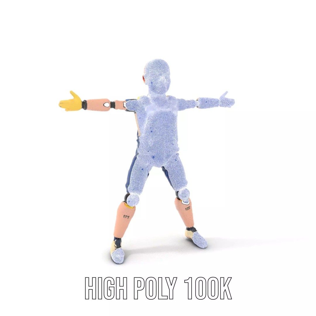 Dapper Crash Test Dummy 3D Model – Low Poly Rigged Character for Animation - View 4