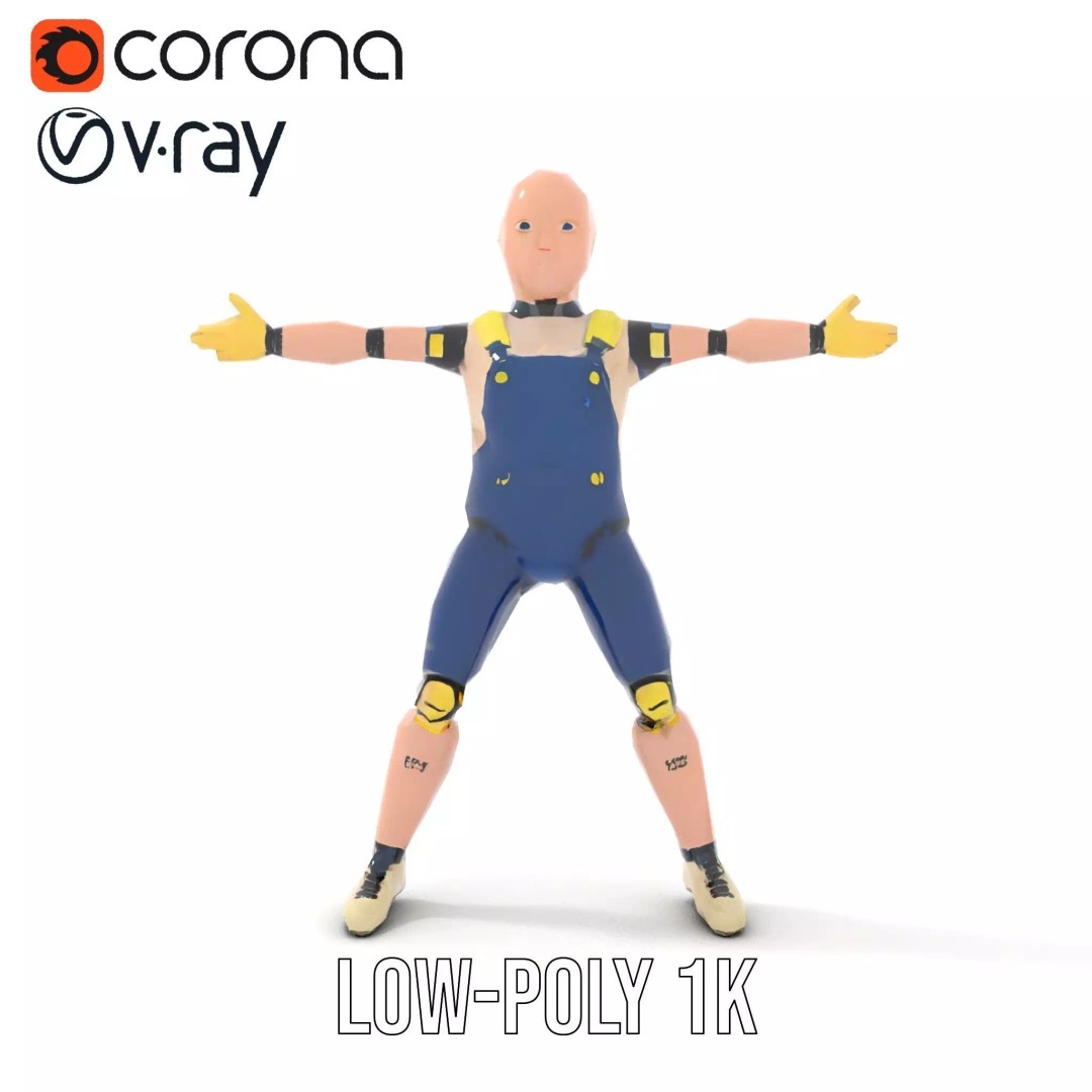 Dapper Crash Test Dummy 3D Model – Low Poly Rigged Character for Animation - View 8