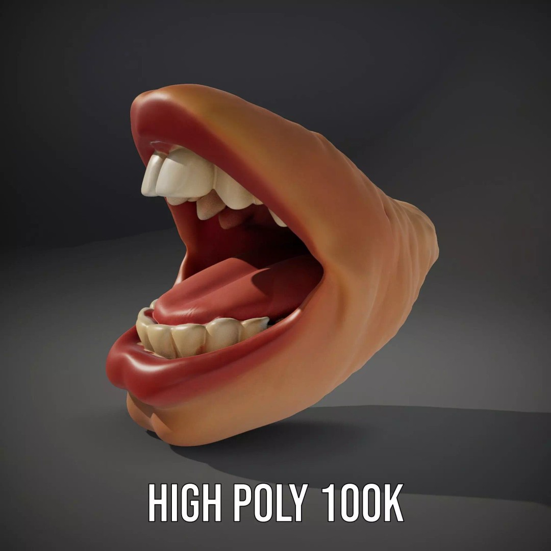 Realistic Human Mouth 3D Model – Low Poly PBR Asset, FBX - View 11