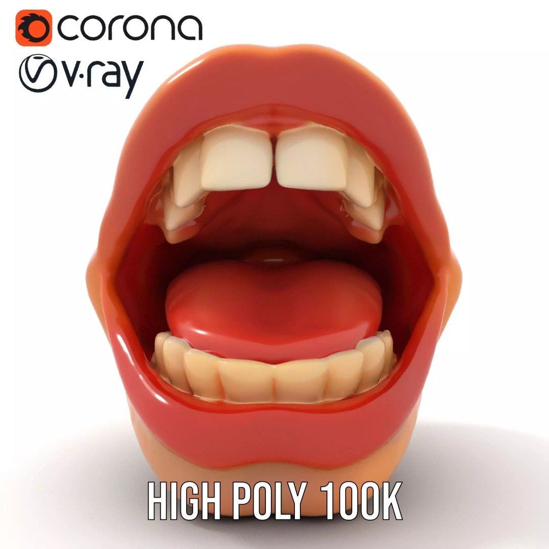 Realistic Human Mouth 3D Model – Low Poly PBR Asset, FBX - View 24