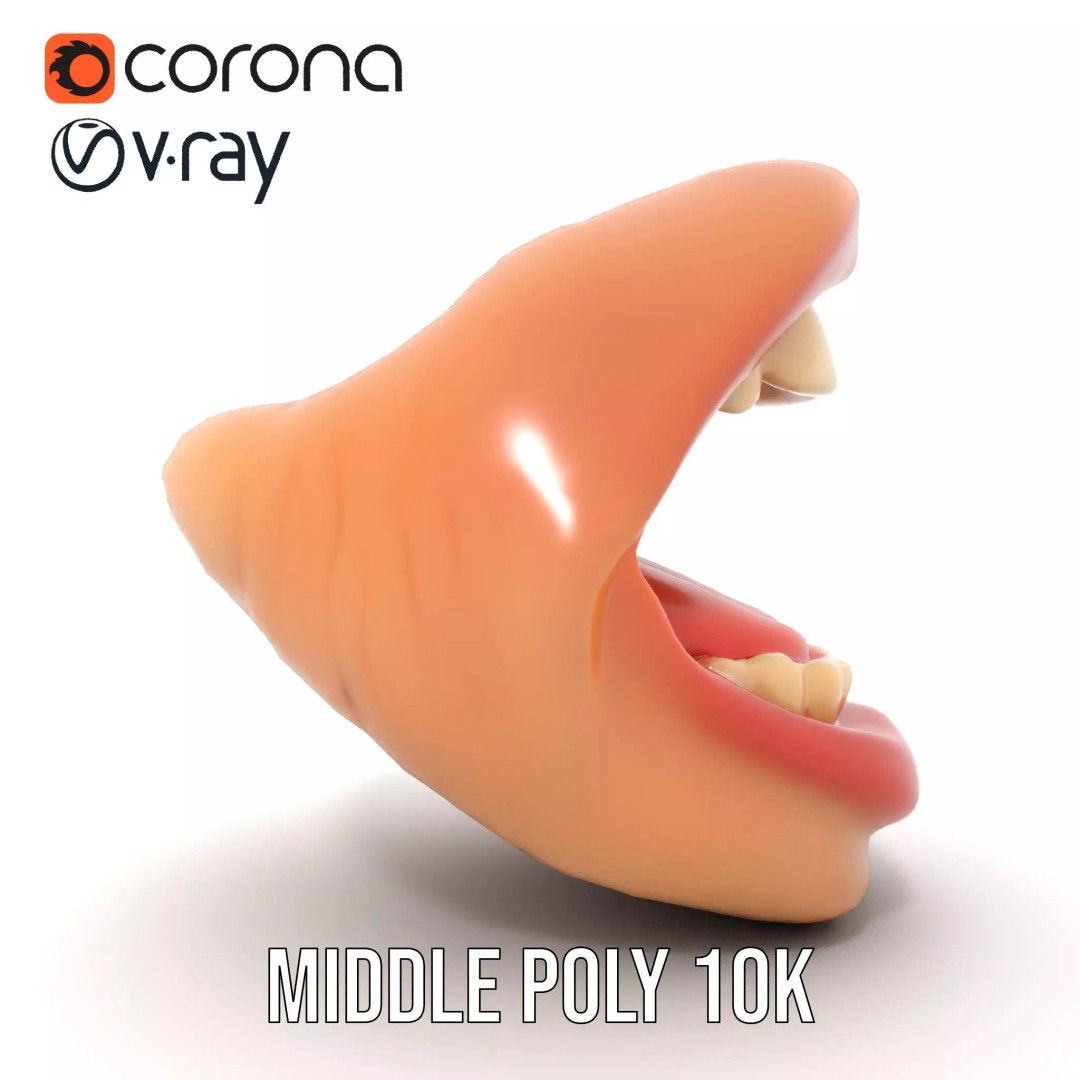 Realistic Human Mouth 3D Model – Low Poly PBR Asset, FBX - View 7