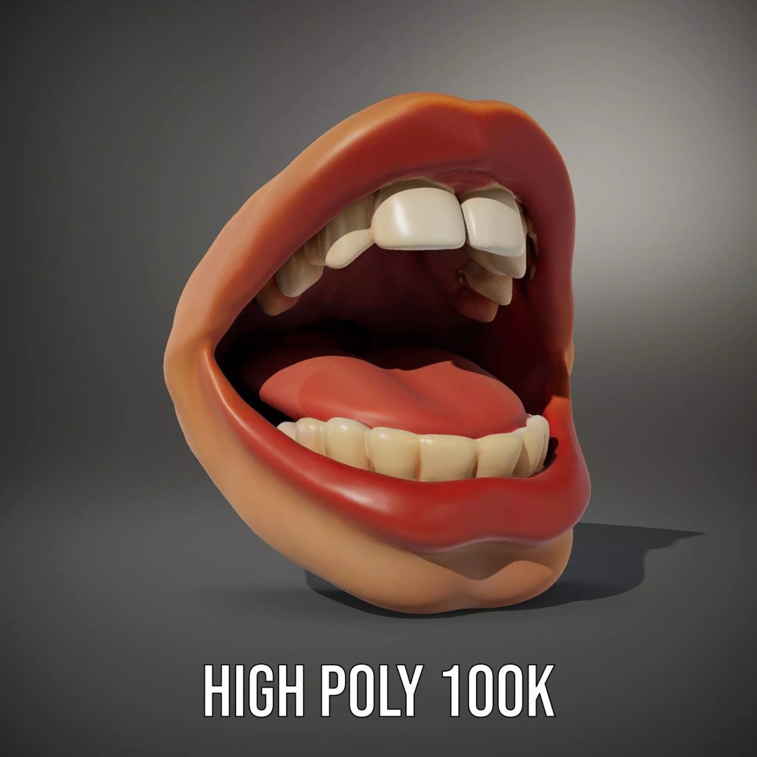 Realistic Human Mouth 3D Model – Low Poly PBR Asset, FBX - View 9