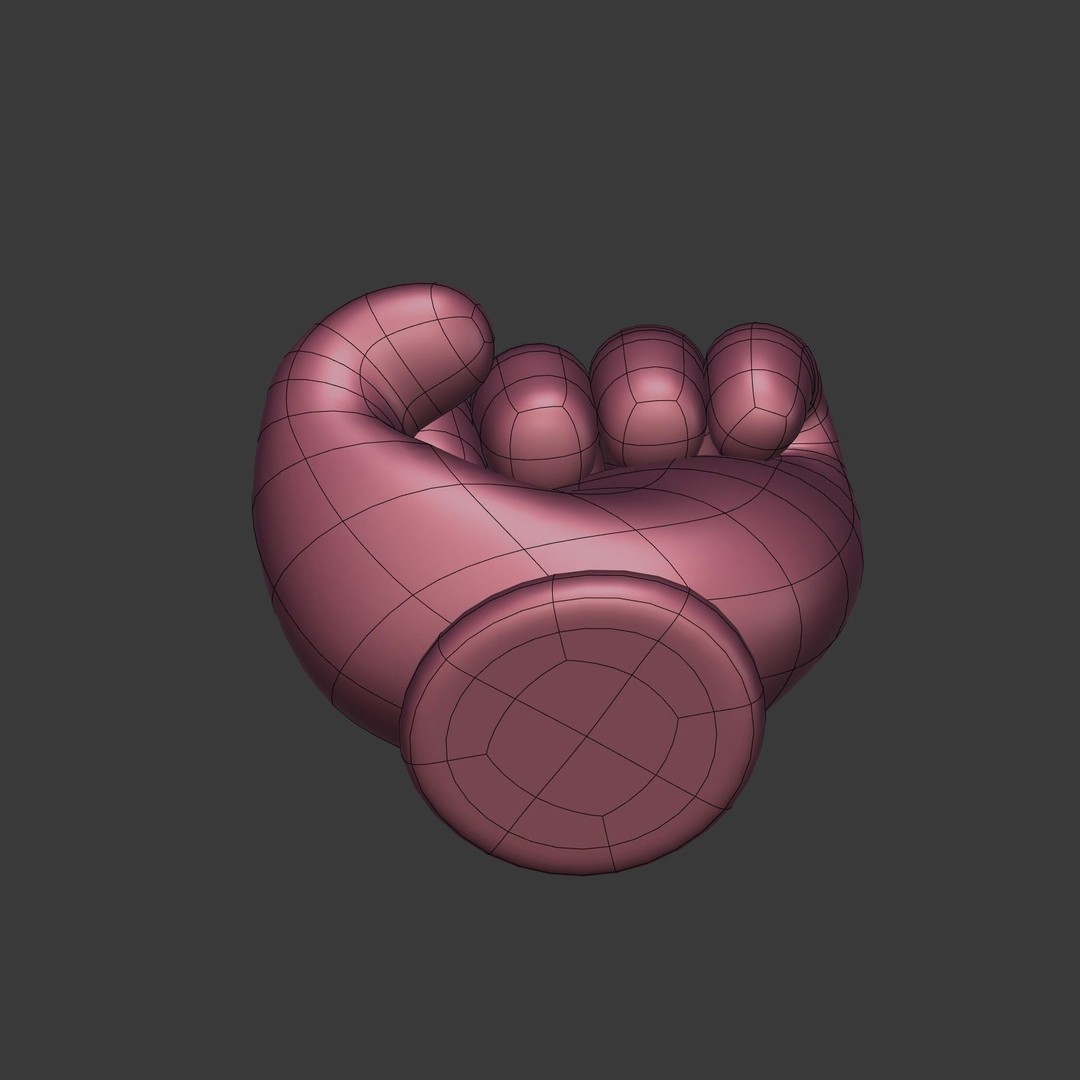 Cartoon Hand 3D Model – Low Poly Fist Icon for Games, FBX