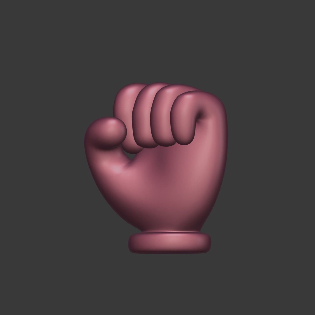 Cartoon Hand 3D Model – Low Poly Fist Icon for Games, FBX - View 10