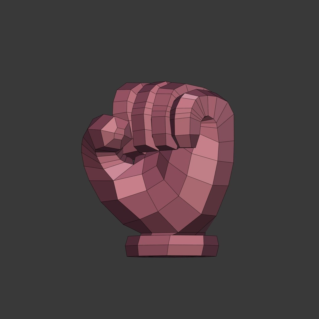 Cartoon Hand 3D Model – Low Poly Fist Icon for Games, FBX - View 11