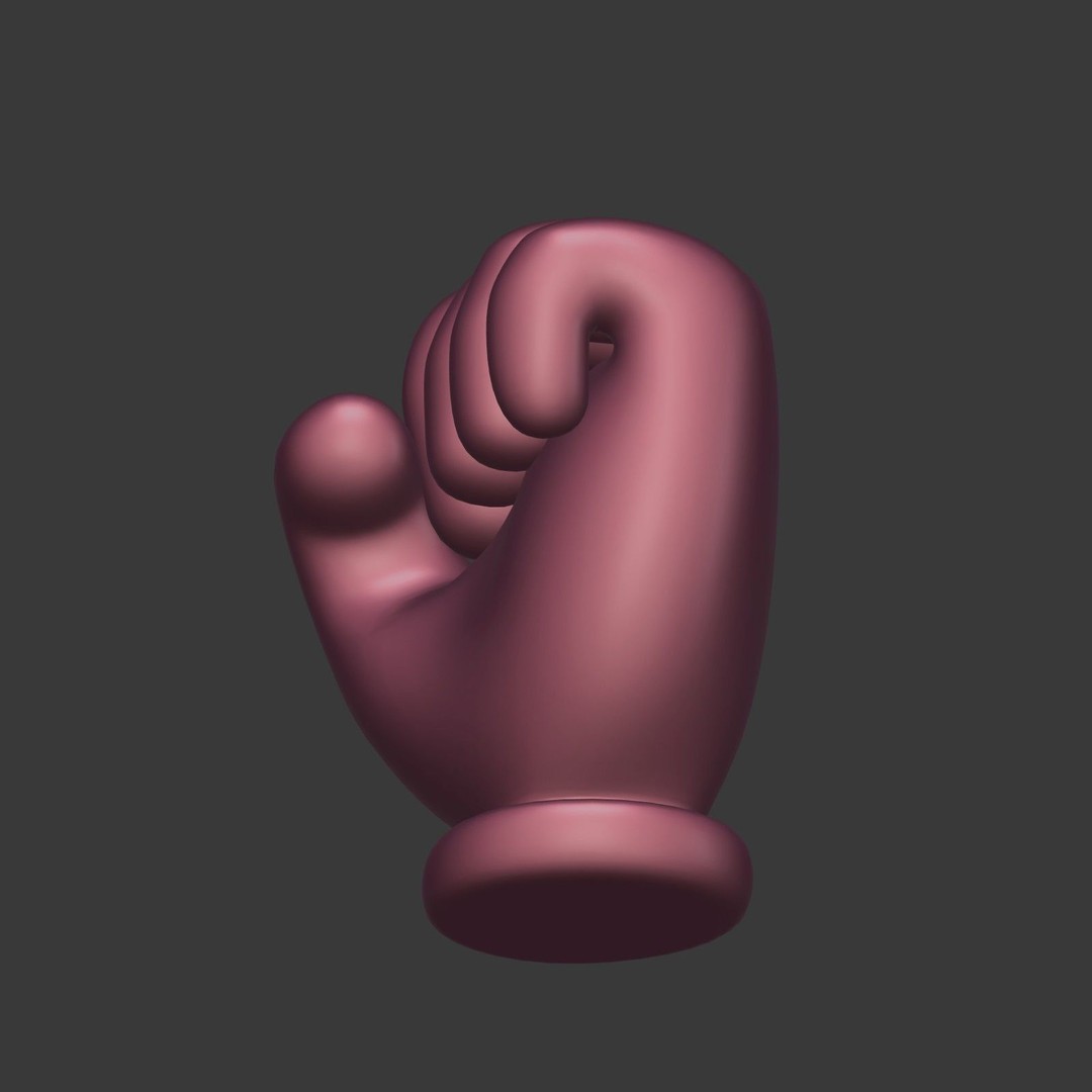 Cartoon Hand 3D Model – Low Poly Fist Icon for Games, FBX - View 12