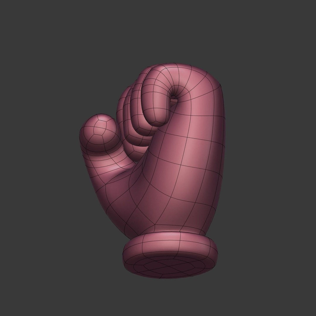 Cartoon Hand 3D Model – Low Poly Fist Icon for Games, FBX - View 13