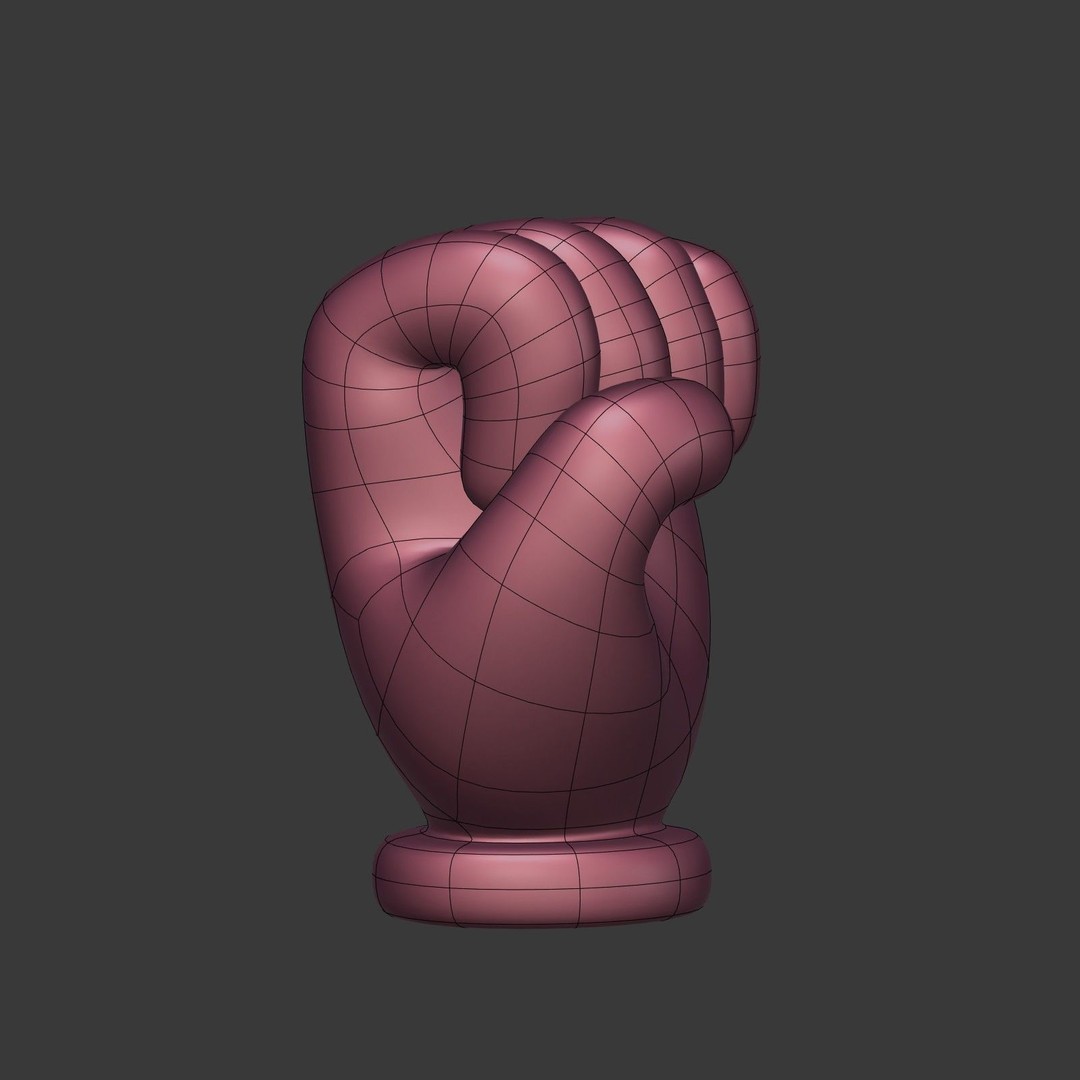 Cartoon Hand 3D Model – Low Poly Fist Icon for Games, FBX - View 15