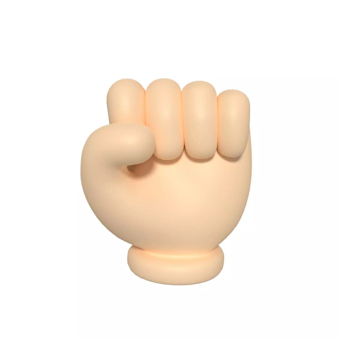 Cartoon Hand 3D Model – Low Poly Fist Icon for Games, FBX - View 2