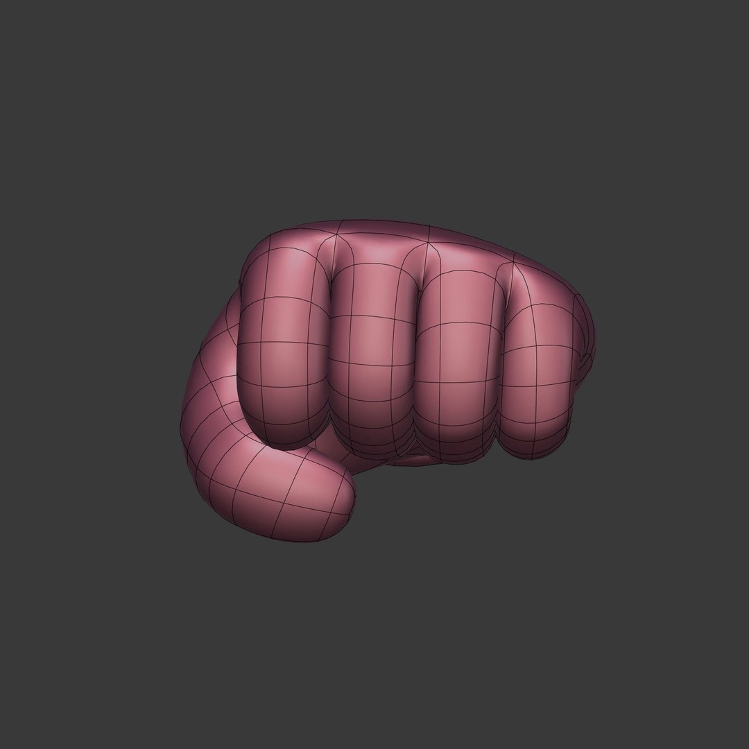 Cartoon Hand 3D Model – Low Poly Fist Icon for Games, FBX - View 21