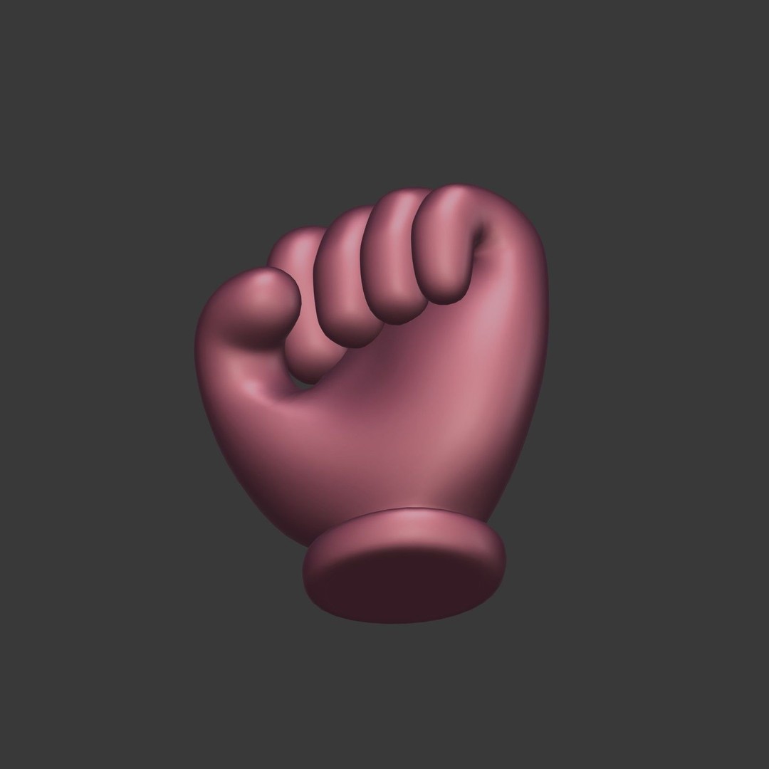 Cartoon Hand 3D Model – Low Poly Fist Icon for Games, FBX - View 22