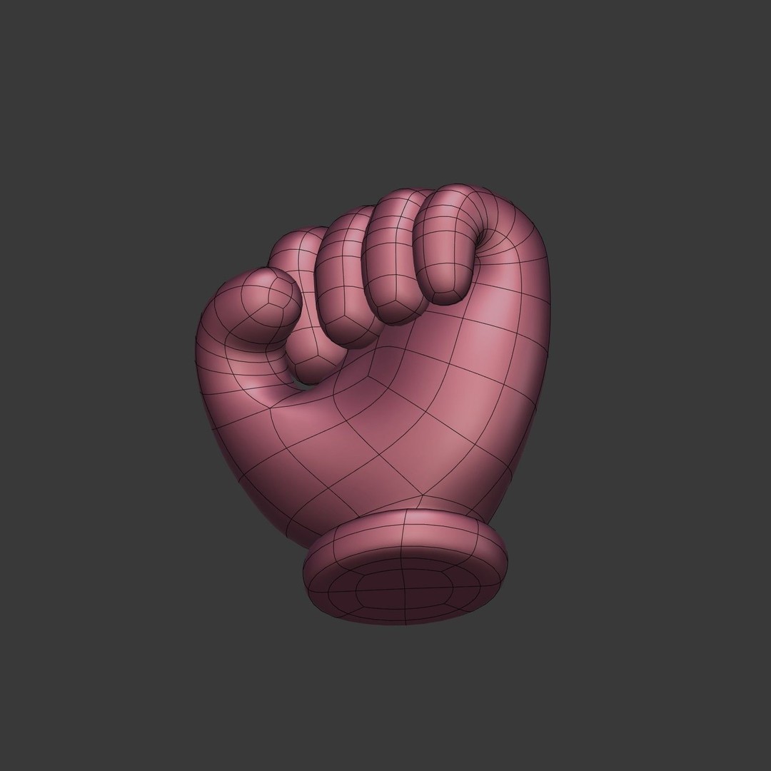 Cartoon Hand 3D Model – Low Poly Fist Icon for Games, FBX - View 23