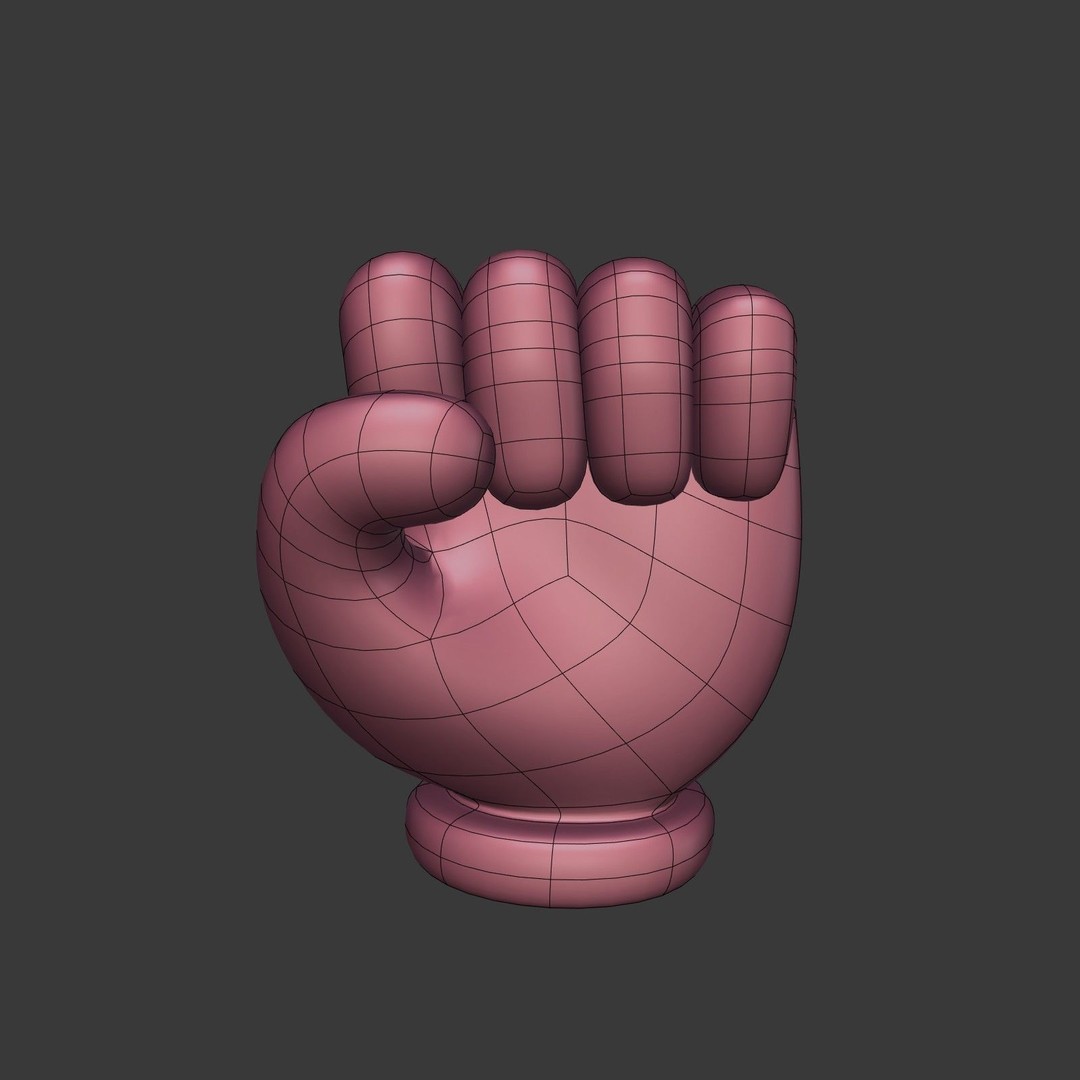 Cartoon Hand 3D Model – Low Poly Fist Icon for Games, FBX - View 4