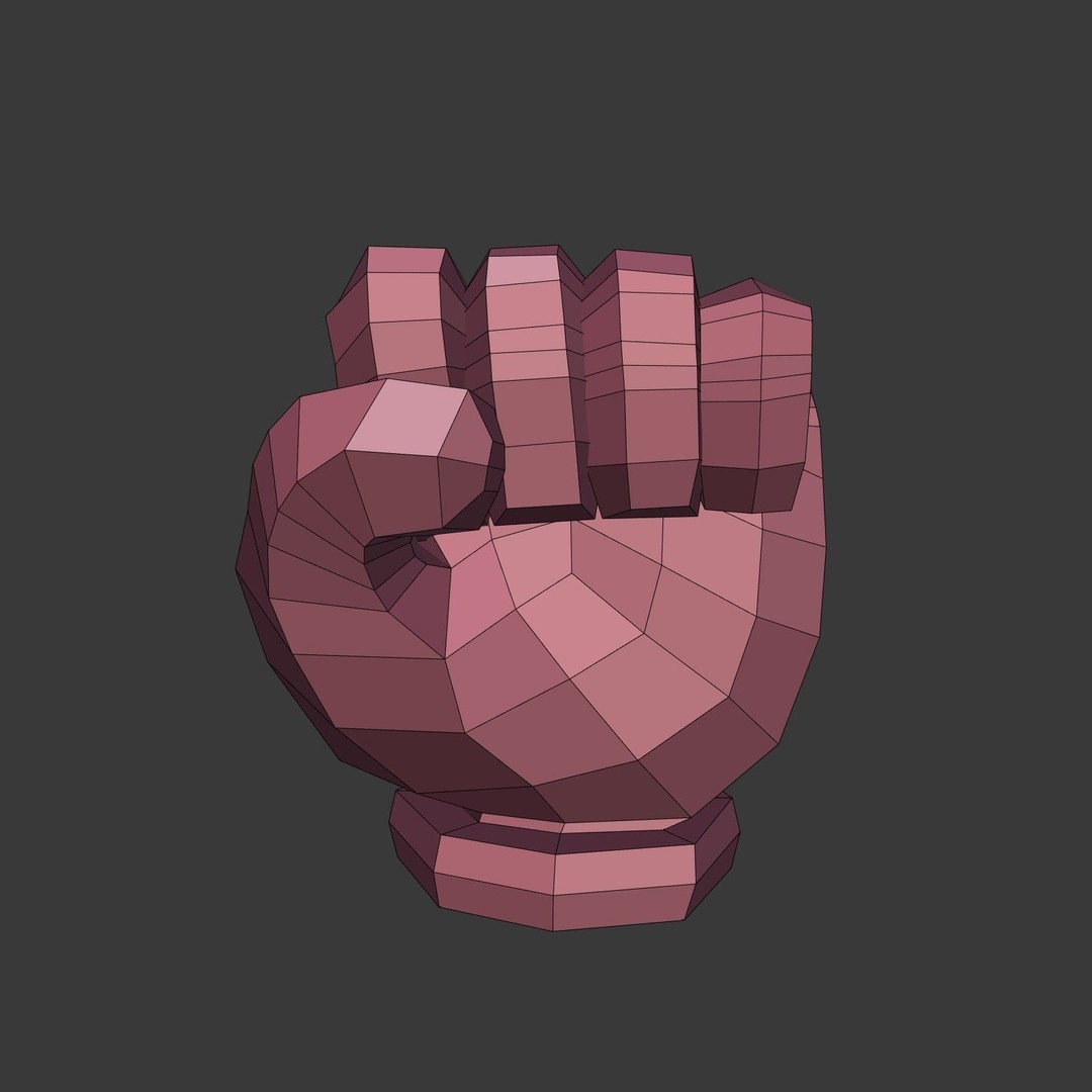 Cartoon Hand 3D Model – Low Poly Fist Icon for Games, FBX - View 5
