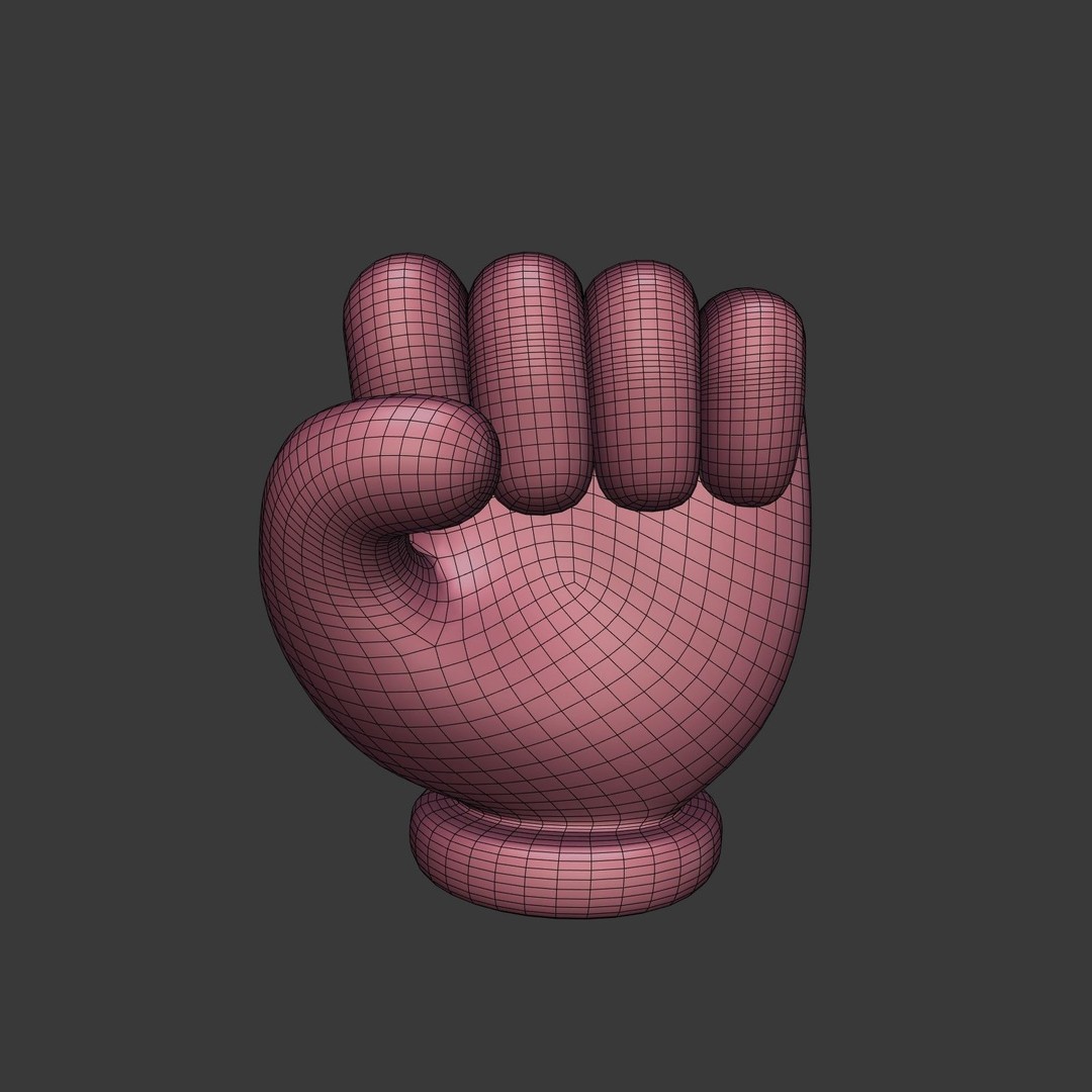 Cartoon Hand 3D Model – Low Poly Fist Icon for Games, FBX - View 7