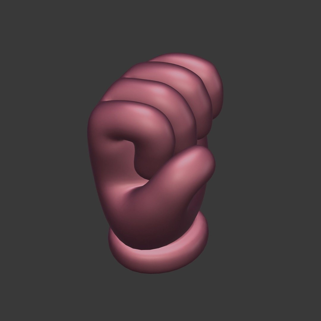 Cartoon Hand 3D Model – Low Poly Fist Icon for Games, FBX - View 8