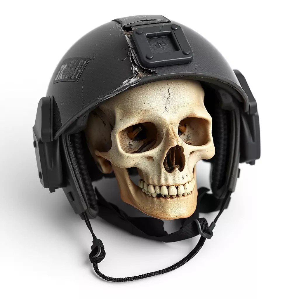 Damaged Military Helmet 3D Model – Low Poly Tactical Prop, FBX - View 2
