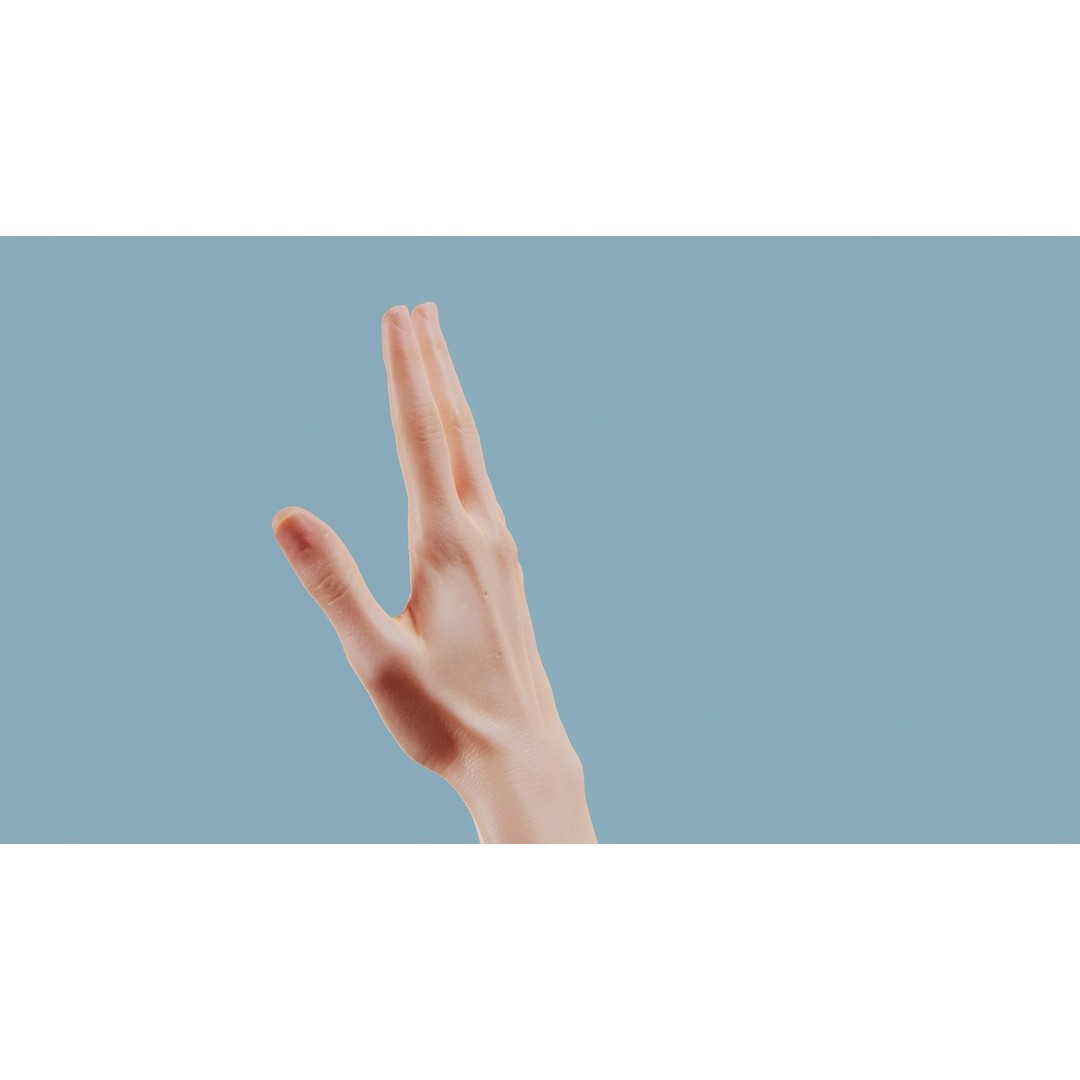 Realistic Hand 3D Model – Low Poly PBR Asset, FBX, OBJ Formats - View 10