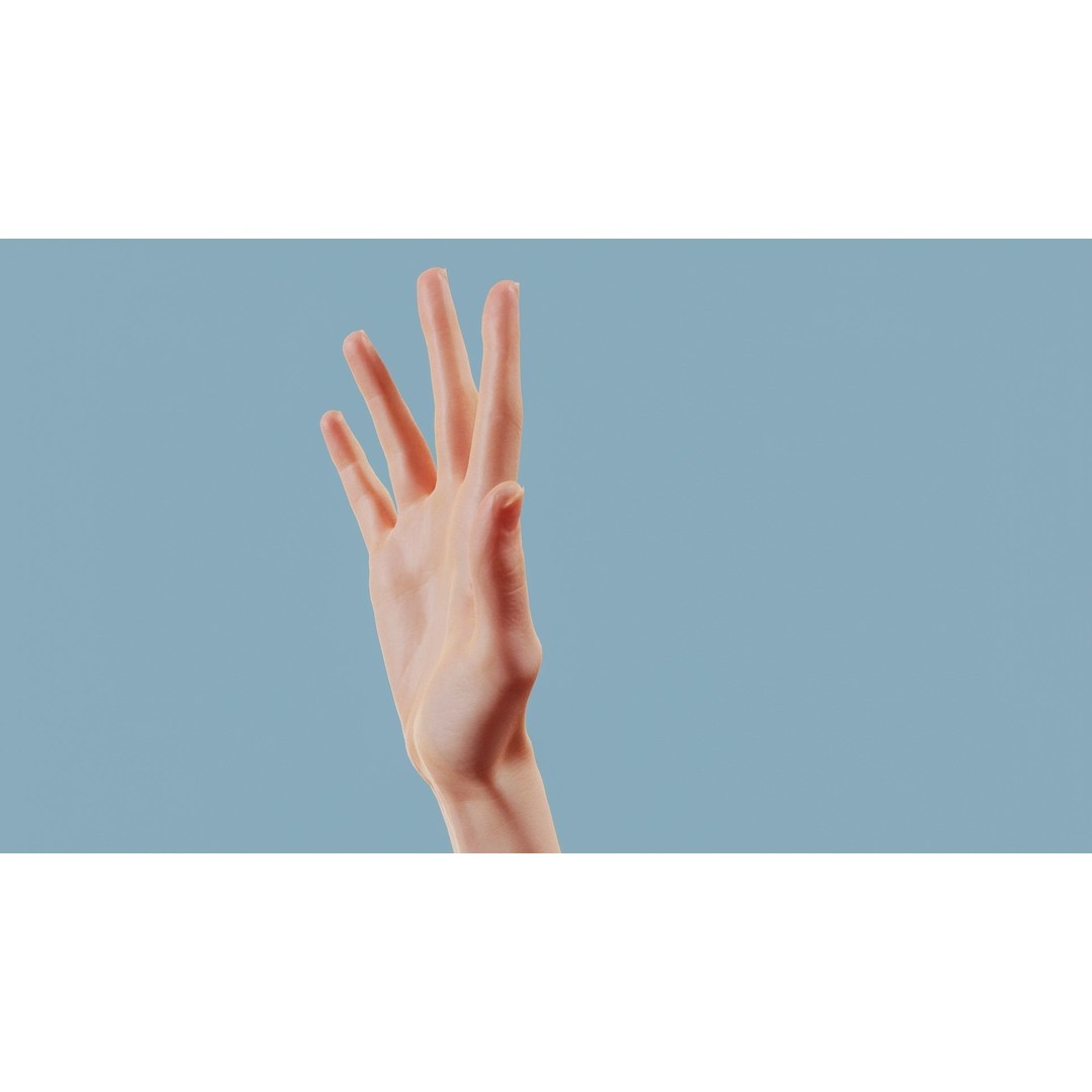 Realistic Hand 3D Model – Low Poly PBR Asset, FBX, OBJ Formats - View 12