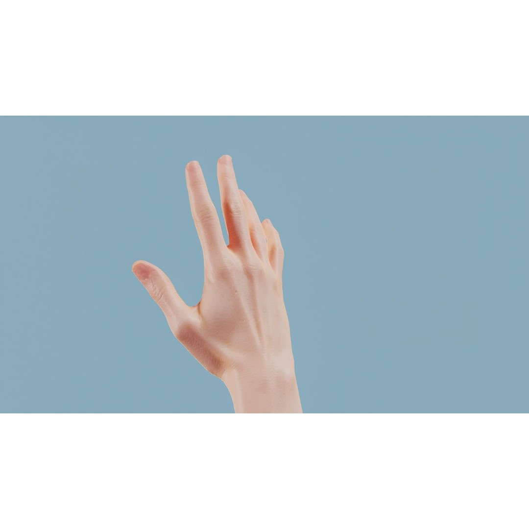 Realistic Hand 3D Model – Low Poly PBR Asset, FBX, OBJ Formats - View 9