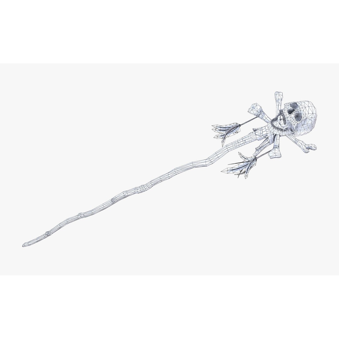 Skull Staff 3D Model – Low Poly PBR Fantasy Weapon, FBX, OBJ - View 7