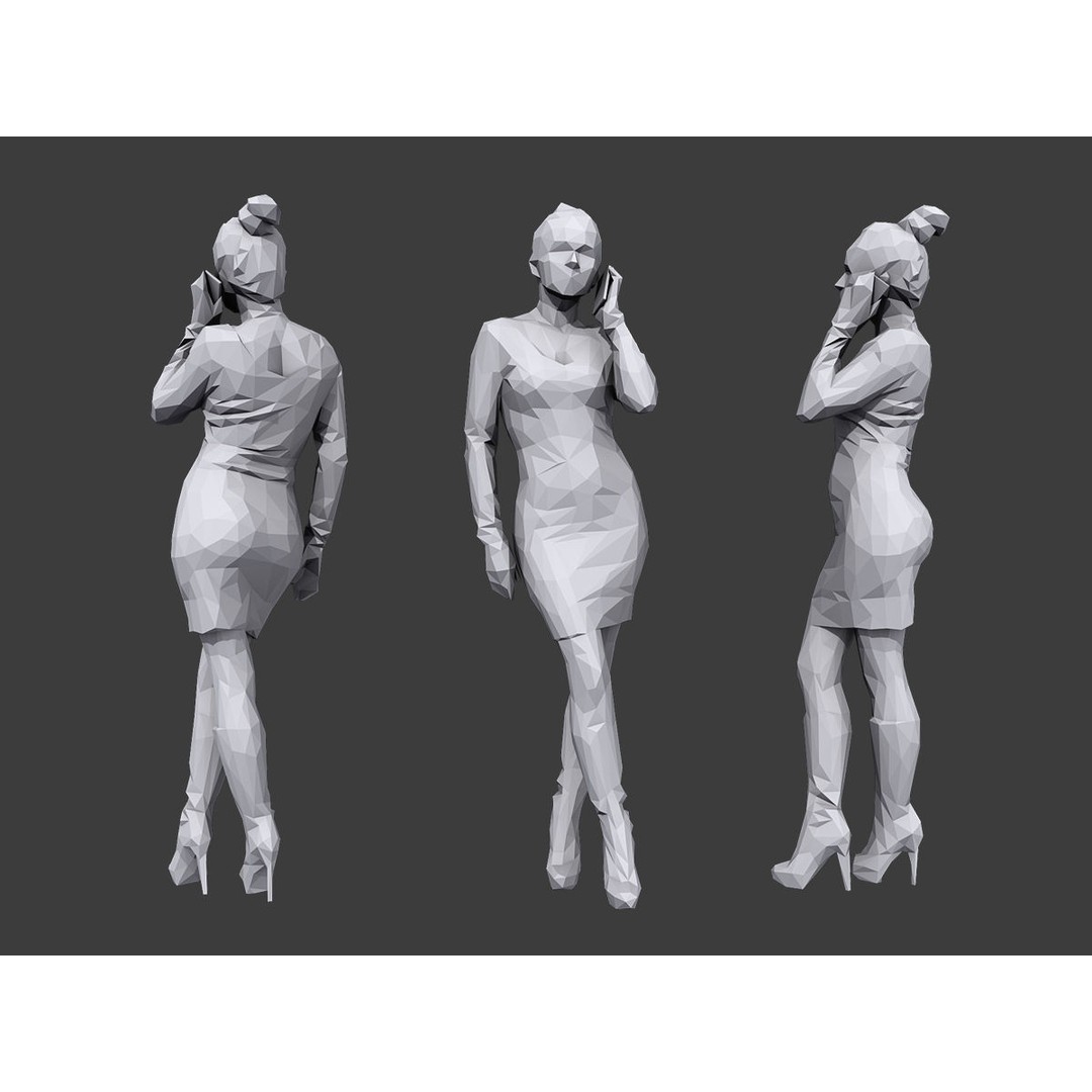 Casual Character 3D Model – Low Poly Crowd Pack, FBX & OBJ