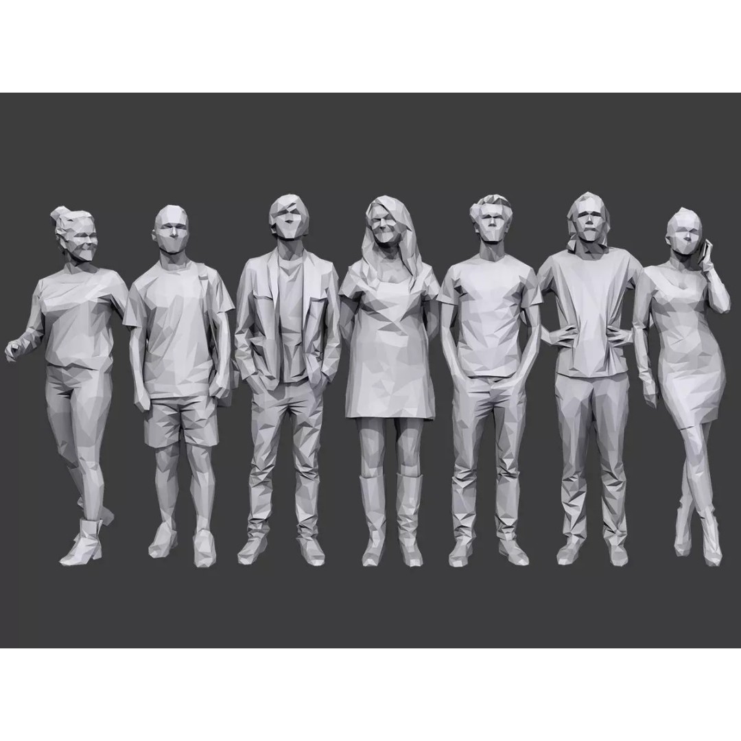 Casual Character 3D Model – Low Poly Crowd Pack, FBX & OBJ - View 2