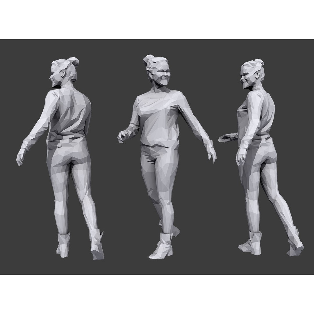 Casual Character 3D Model – Low Poly Crowd Pack, FBX & OBJ - View 3