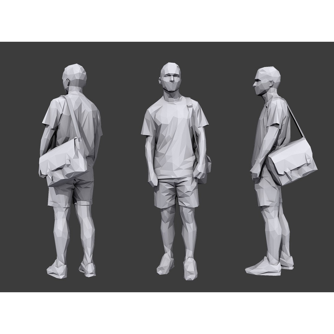 Casual Character 3D Model – Low Poly Crowd Pack, FBX & OBJ - View 4