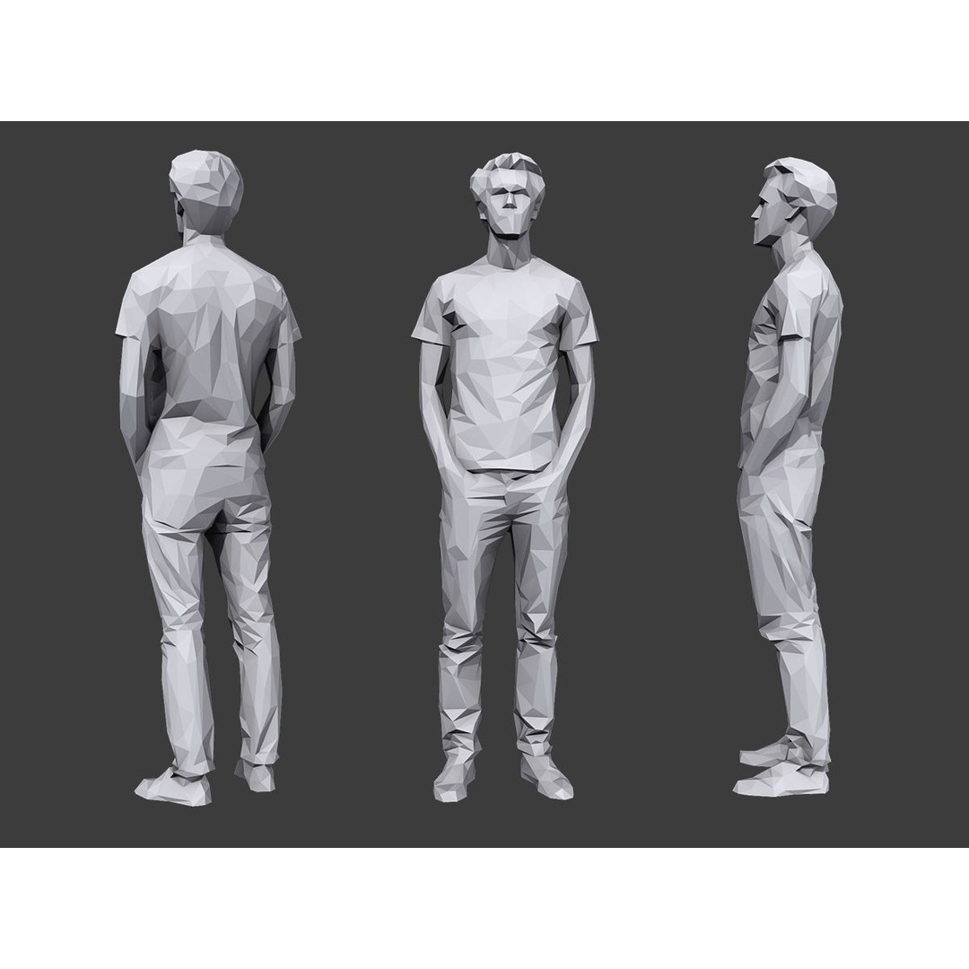 Casual Character 3D Model – Low Poly Crowd Pack, FBX & OBJ - View 7