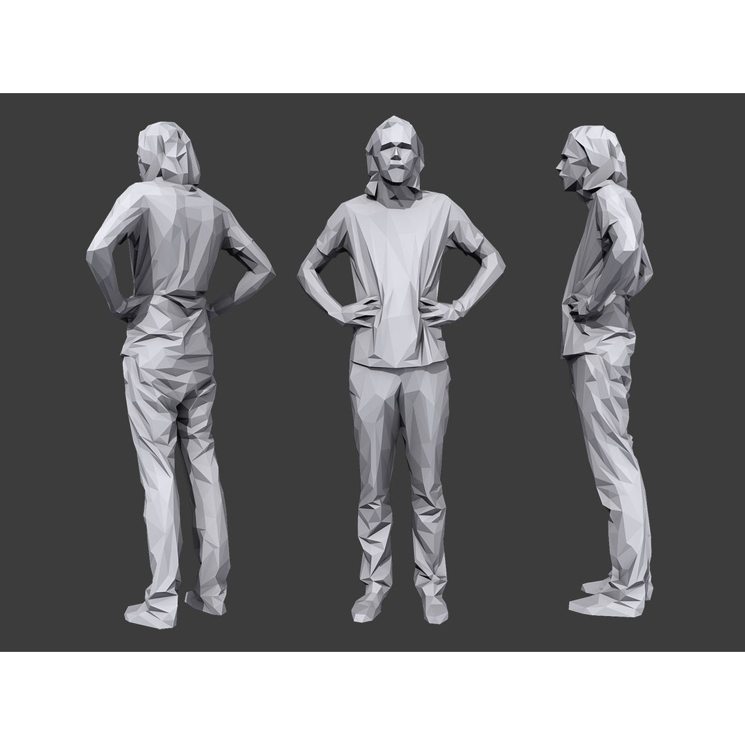 Casual Character 3D Model – Low Poly Crowd Pack, FBX & OBJ - View 8