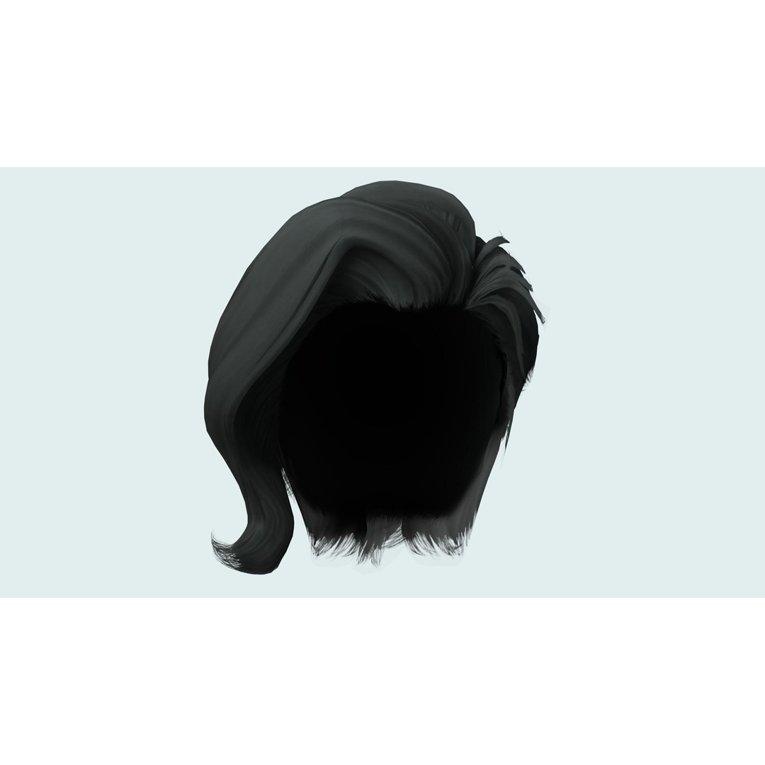 Short Side Hair 3D Model – Low Poly Realistic Female Hair, FBX - View 11