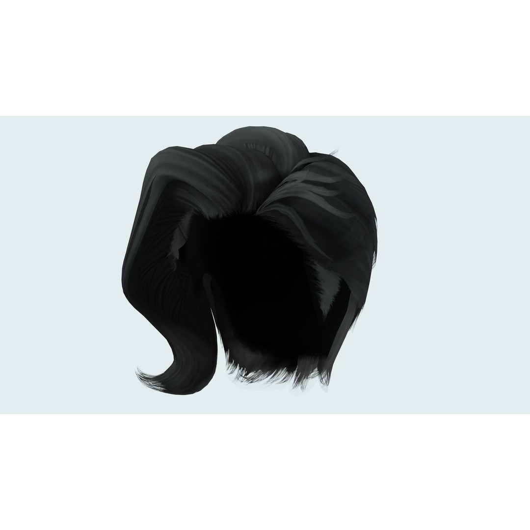 Short Side Hair 3D Model – Low Poly Realistic Female Hair, FBX - View 12