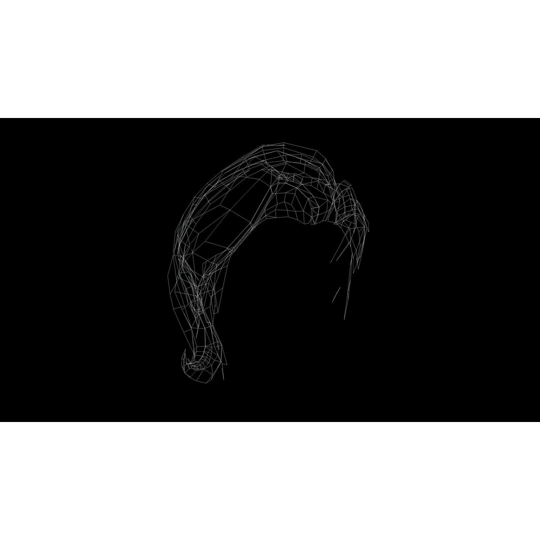 Short Side Hair 3D Model – Low Poly Realistic Female Hair, FBX - View 13