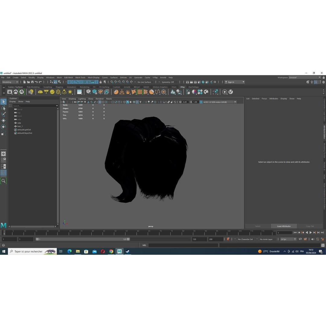 Short Side Hair 3D Model – Low Poly Realistic Female Hair, FBX - View 16