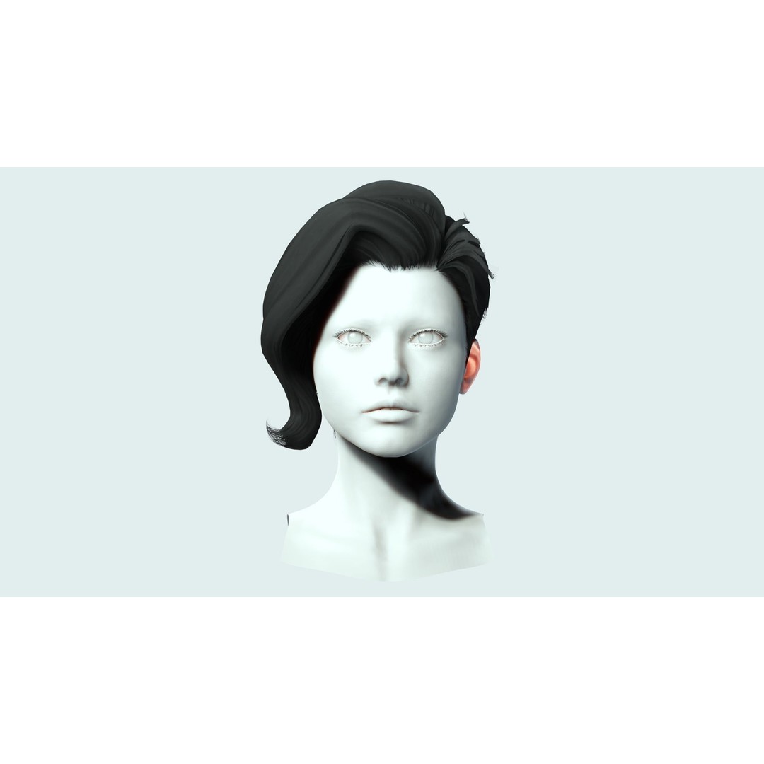 Short Side Hair 3D Model – Low Poly Realistic Female Hair, FBX - View 4