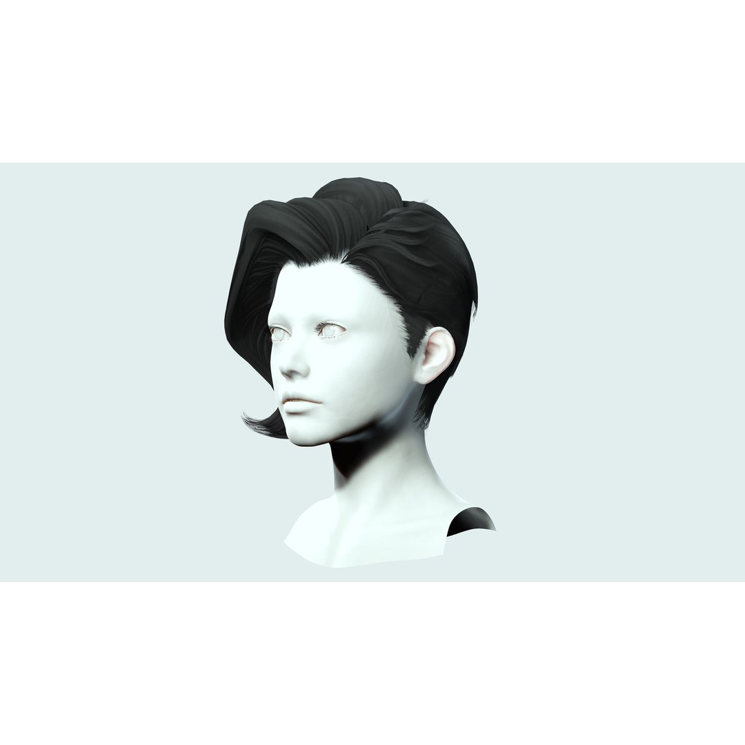 Short Side Hair 3D Model – Low Poly Realistic Female Hair, FBX - View 5
