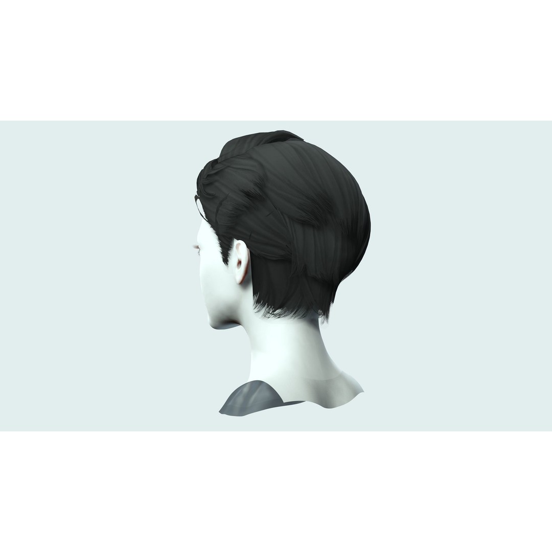 Short Side Hair 3D Model – Low Poly Realistic Female Hair, FBX - View 7