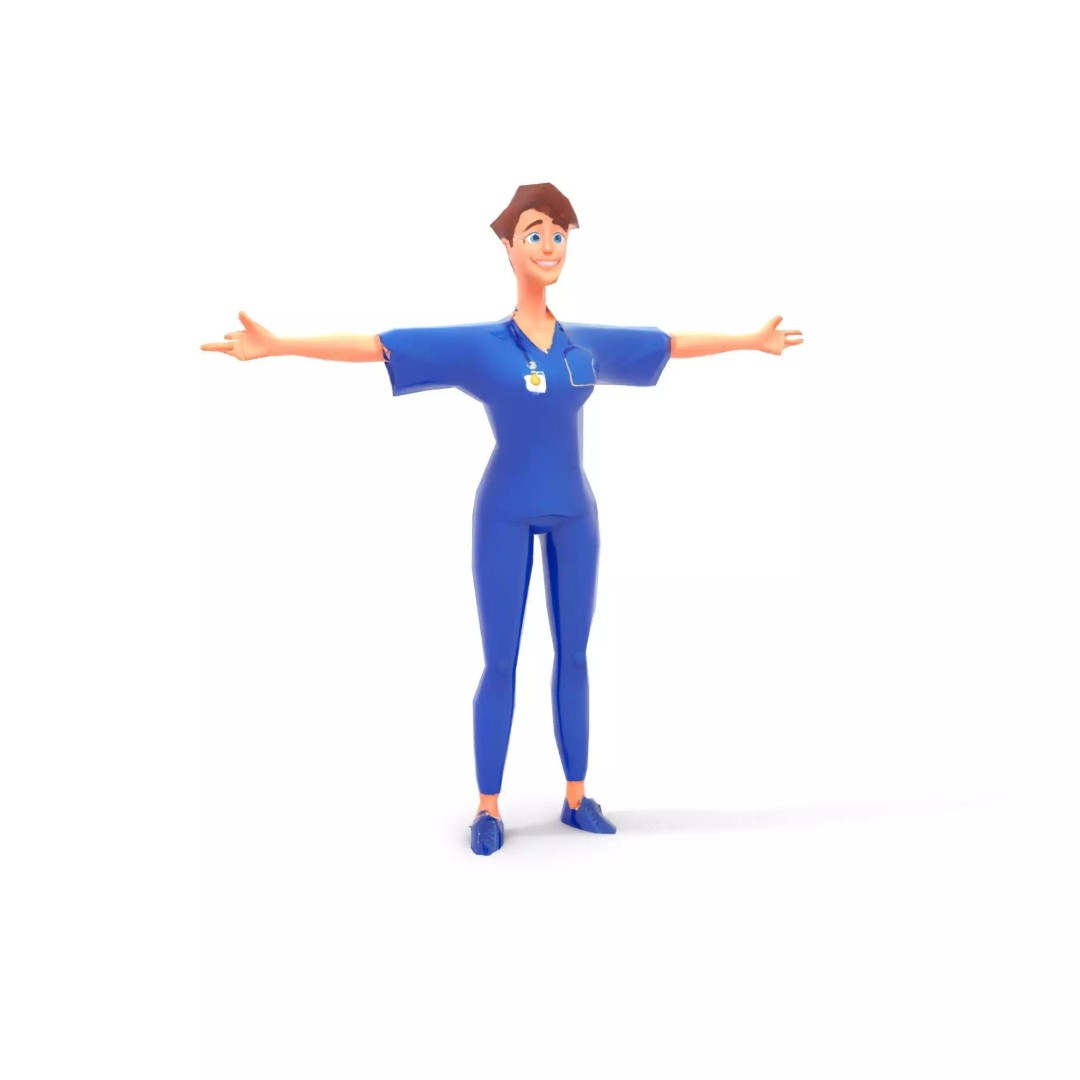 Animated Medical Professional 3D Model – Low Poly Character for Games, FBX - View 16