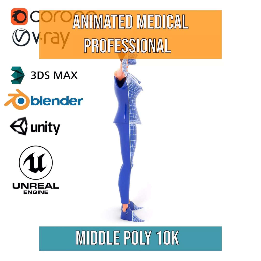 Animated Medical Professional 3D Model – Low Poly Character for Games, FBX - View 18