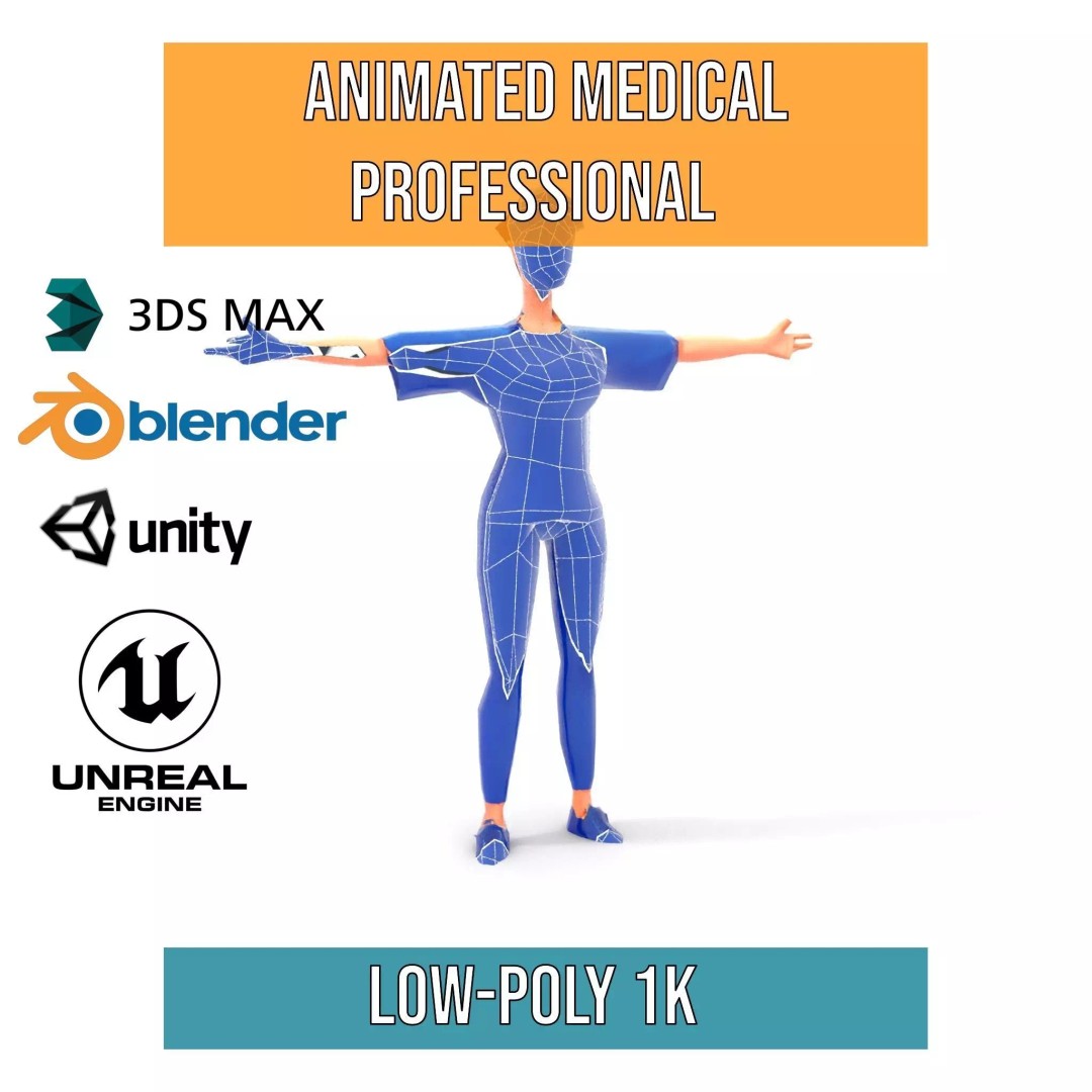 Animated Medical Professional 3D Model – Low Poly Character for Games, FBX - View 19