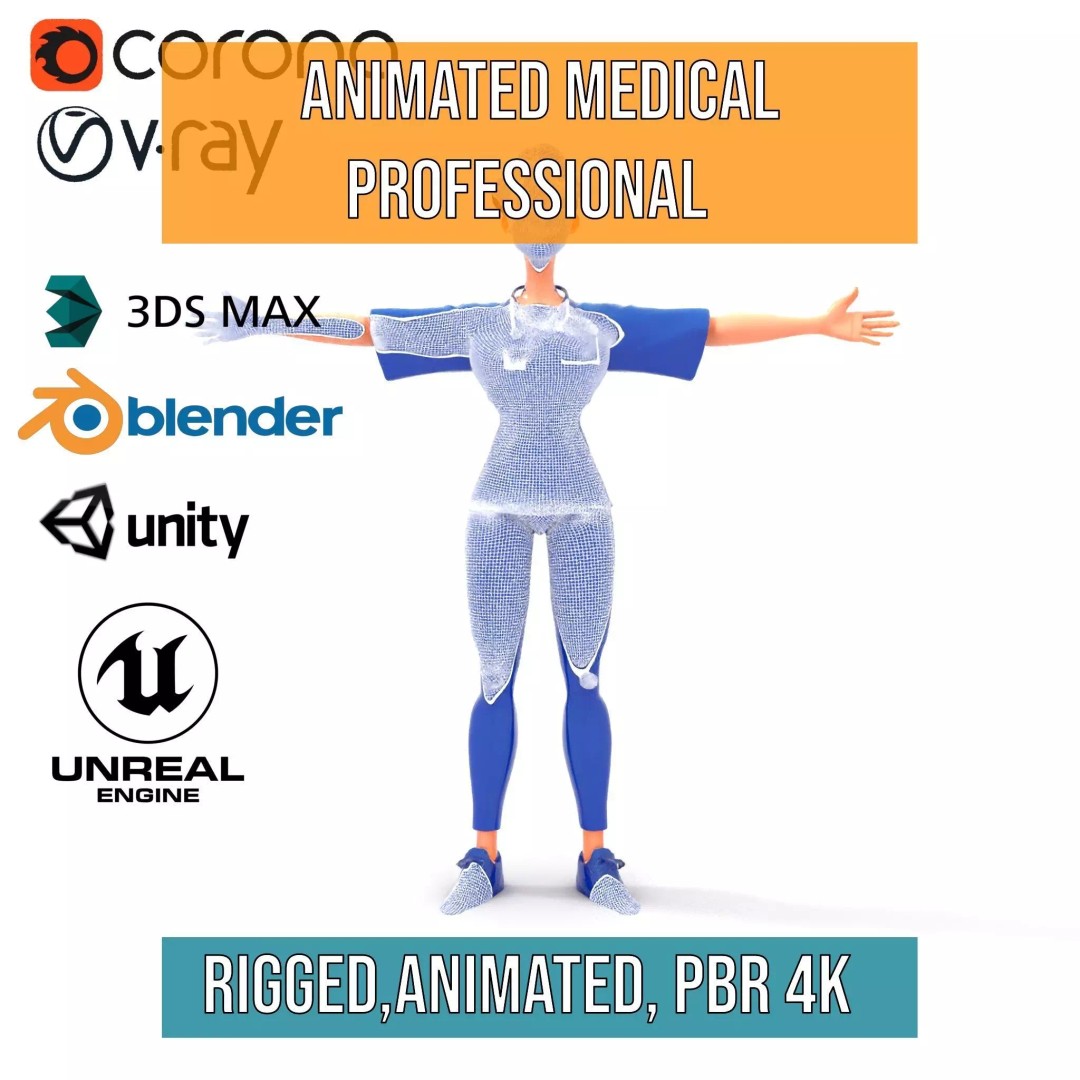 Animated Medical Professional 3D Model – Low Poly Character for Games, FBX - View 20