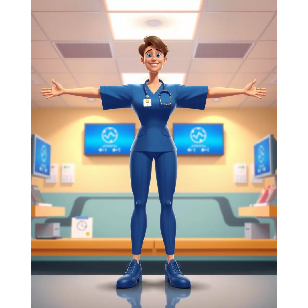 Animated Medical Professional 3D Model – Low Poly Character for Games, FBX - View 3