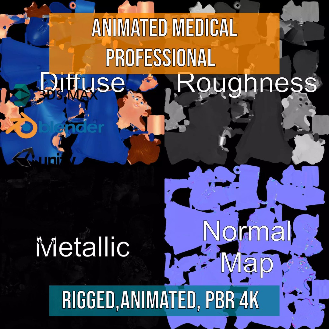 Animated Medical Professional 3D Model – Low Poly Character for Games, FBX - View 4