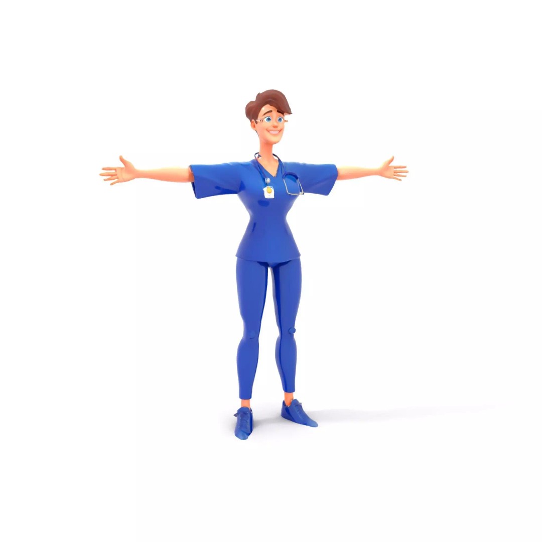 Animated Medical Professional 3D Model – Low Poly Character for Games, FBX - View 8