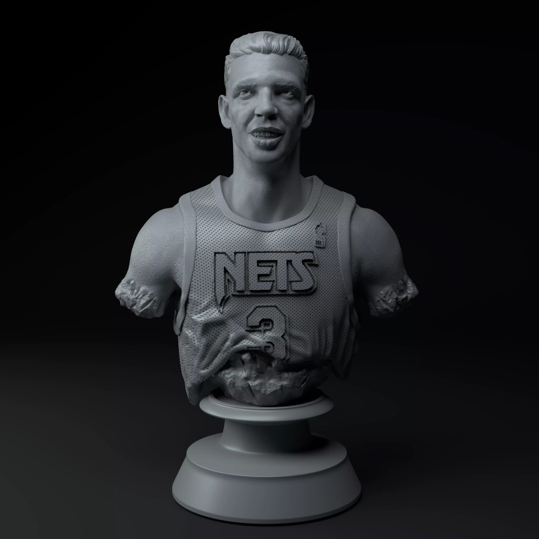 Drazen Petrovic Basketball Bust 3D Model – Premium STL for Printing - View 3