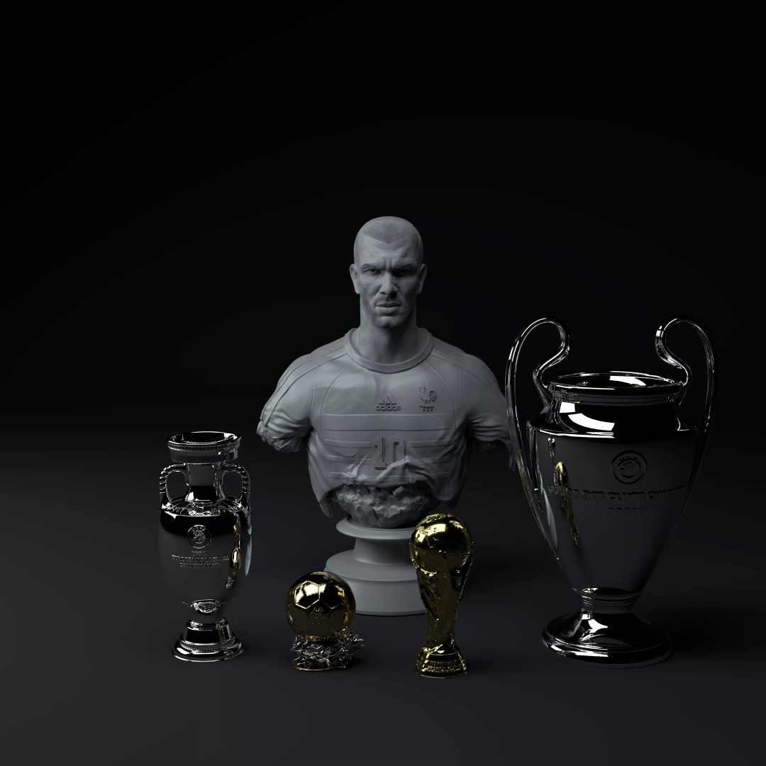 Zinedine Zidane 3D Model – Premium Trophy Diorama for Printing - View 2